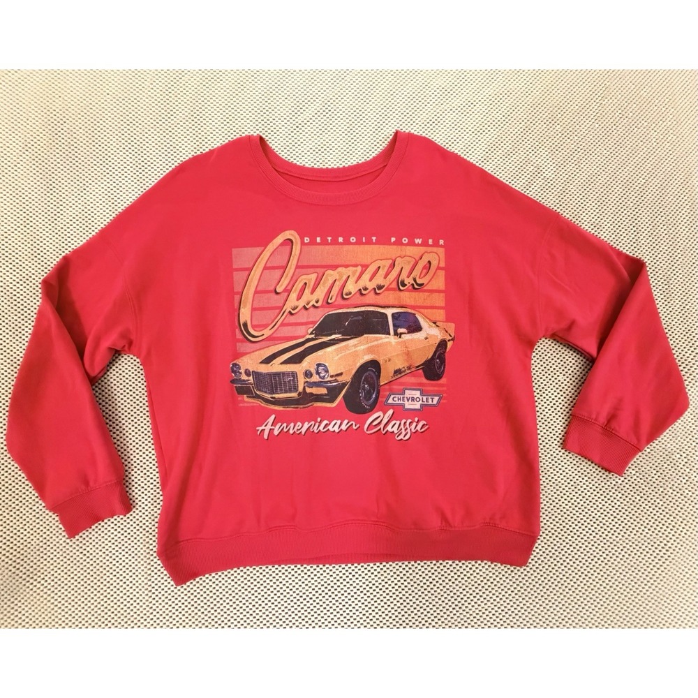 GM General Motors Sweatshirt Women Sz XL Red Chevrolet Camaroโ Crewneck Pullover